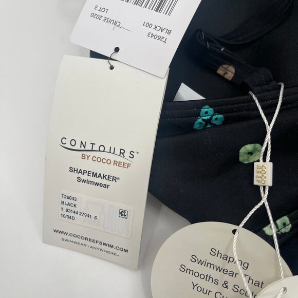 CONTOURS BY COCO REEF Tankini Top Size 10/34D NWT Black Underwire Shapemaker - Picture 9 of 16